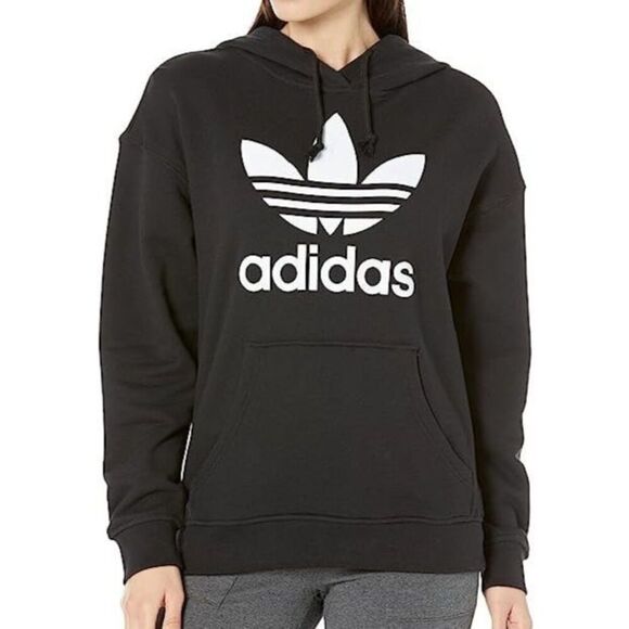 Adidas Originals IB7432 Women's Sz S Black Trefoil Pullover Hoodie Sweatshirt - Picture 9 of 10